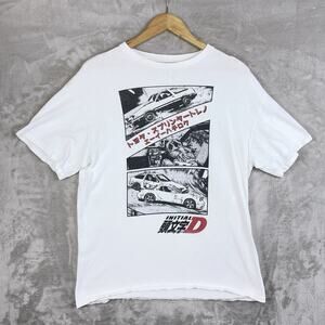 Initial D Takumi Fujiwara UNISEX White Graphic Print T Shirt Tee Anime Medium